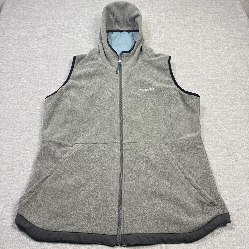 Columbia Vest Womens XL Multicolor Hooded Reversible Fleece Full Zip Pockets